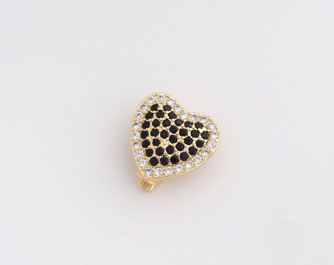 CZ Heart Clasp, Love Clasp, 18K Gold Filled Heart Clasp, DIY Jewelry Making Supplies, 15.4x16x7.4mm