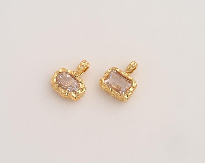 Geometric Pendant,Oval Pendant,18K Gold Filled Square Charm,DIY Jewelry Accessories,Oval 11.4x9.4x3mm Square 11x9x3.4mm