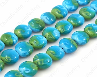 Oval Glass Beads, Stained Glass Beads, Murano Glass Jewelry, Oval Spacer Beads, Glass Jewelry, DIY Jewelry Supplies, 20x10mm