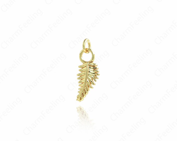 Gold Leaf Charm,18K Gold Filled Gold Plant Pendant, Leaf Pendant, DIY Jewelry Supplies, 18x7x2.4mm