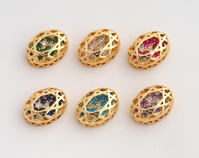 10 pcs 18K Gold Filled Gemstone Spacer Beads,Oval Gemstone Beads,Oval Beads,DIY Jewelry Supplies,10x14mm