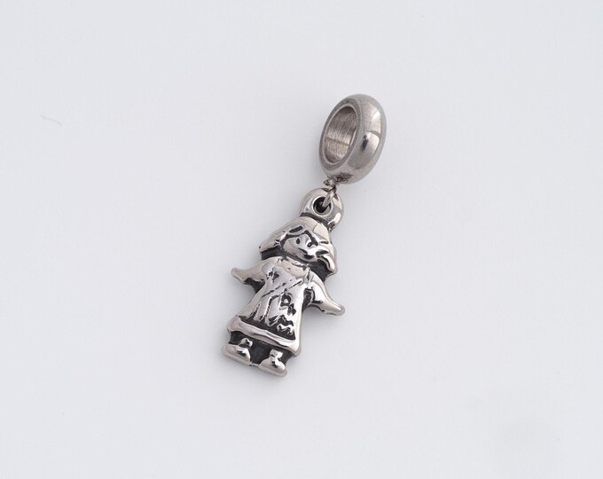 Stainless Steel Character Pendant,Girl Charms,Character Charm, DIY Jewelry Supplies, 28x11.3x2.3mm