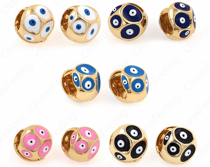 Enamel Ball Earrings, 18K Gold Filled Ball Earrings,Eye Round Earrings, Dainty Earrings, Enamel Eye Earrings,16x16.5x16mm