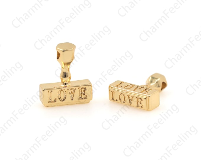 LOVE Seal Necklace, Rectangular Seal Pendant, Exquisite Seal Charm, Layered Necklace, DIY Jewelry Making Supplies 15.4x12.7x4mm 1pcs