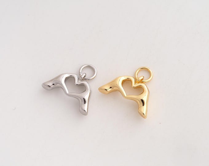 Hand Heart Pendant,Gesture Pendant,18K Gold Filled Heart Hand Charm,DIY Jewelry Accessories,13.5x15.5x4mm