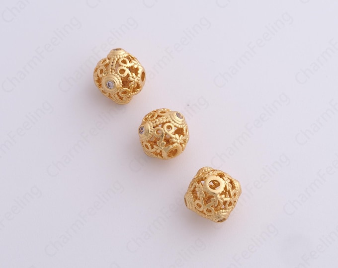 Gold Ball Spacer Beads, 18K Gold Filled Ball Beads,Dainty Ball Bracelet Necklace Spacer Beads, DIY Jewelry Supplies,9.4x8.5mm
