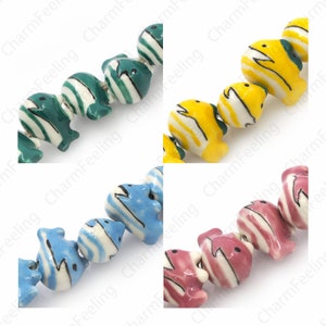 Glazed Ceramics, Fish Spacer Beads,Ceramic Fish Beads,Marine Life Spacer Beads,Hand-Painted Ceramics,DIY Jewelry Supplies，14.5x19x12mm