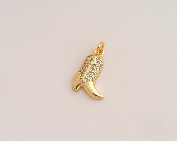 CZ Knight Boot Pendant,Knight Boot Pendant,18K Gold Filled Knight Boot Charm,DIY Jewelry Accessories,21x13x3mm