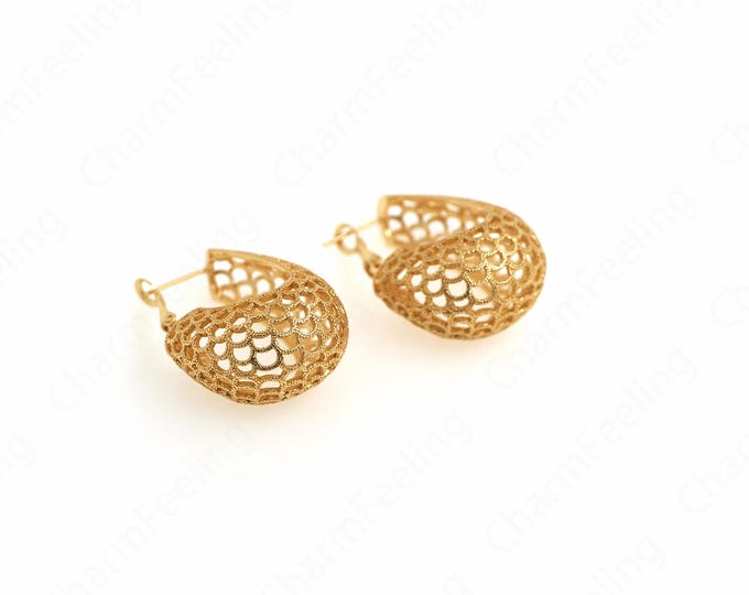 Bag Earrings, 18K Gold Filled Handbag Earrings,Moon Earrings,Signet Earrings,Pierced Earrings,Gift For Her,39.4x29.5x19.5mm