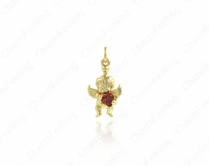 Wings Charm, Cupid Pendant, 18K Gold Filled Angel Charm, Flying Necklace, DIY Jewelry Supplies,21.8x11x5mm