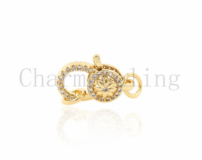 CZ Micro Pave lobster clasp,metal clasps,Used for bracelet necklace jewelry 11.5*22*7mm 1pcs