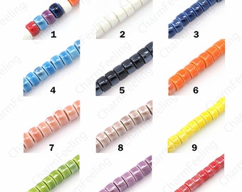 Glazed Painted Ceramic Jewelry, Abacus Beads,Oval Ceramic Beads, Hand Painted Ceramics, Flat Spacer Beads,DIY Jewelry Supplies,6.5x6.5x4mm