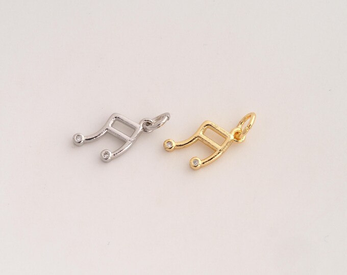 5 pcs CZ Music Note Pendant,Symbol Pendant,18K Gold Filled Music Note Charm,DIY Jewelry Accessories,14x10.7x2mm
