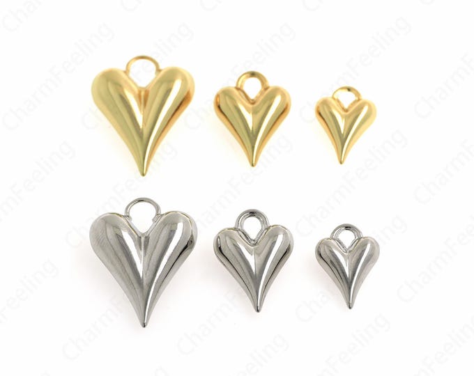 18K Gold Filled Gold Heart Pendant,Heart Shaped Charm,Fluffy HeartShaped Necklace, Love Charm, DIY Jewelry Accessories,