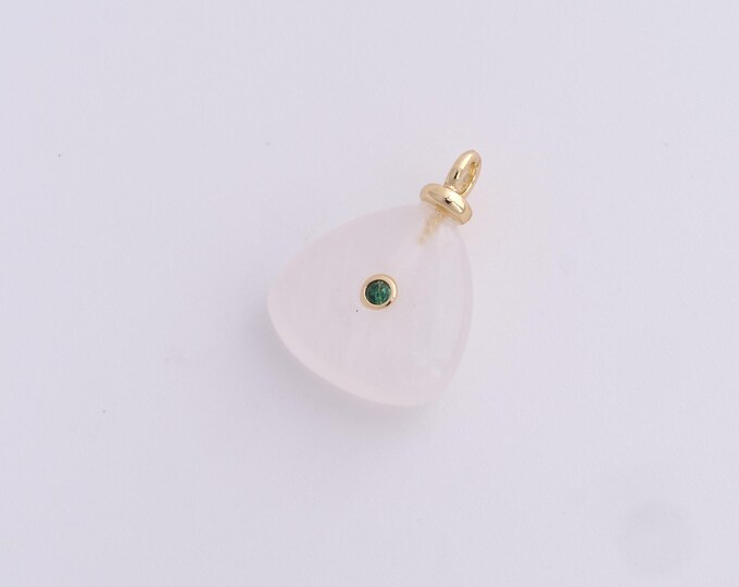 White Agate Charm,Natural Stone Charm,18K Gold Filled Triangle Pendant,DIY Jewelry Accessories,20x15x5.6mm