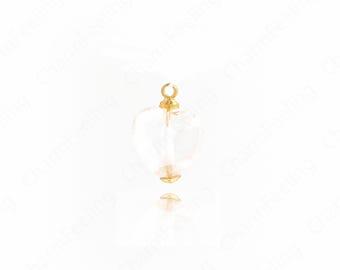 Natural Stone Pendant,Heart Shape Charm,18K Gold Filled Heart Pendant,DIY Jewelry Supplies, 14x10.5x5.2mm