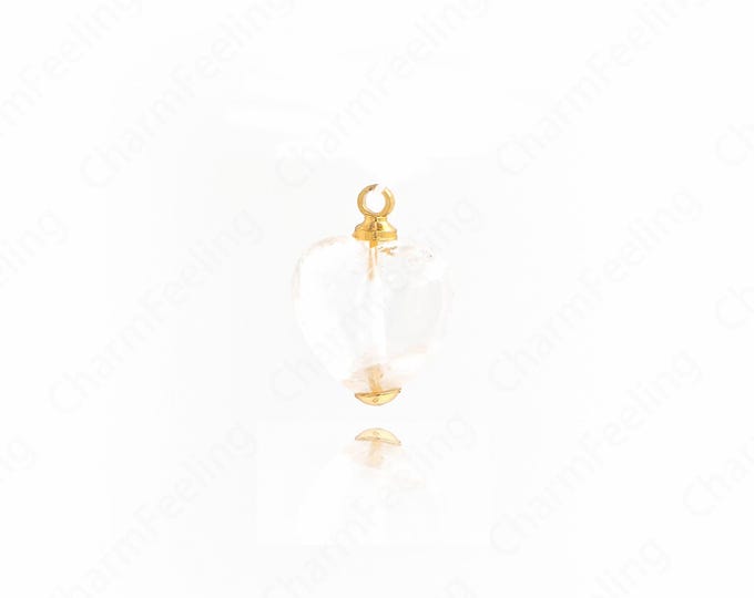 Natural Stone Pendant,Heart Shape Charm,18K Gold Filled Heart Pendant,DIY Jewelry Supplies, 14x10.5x5.2mm