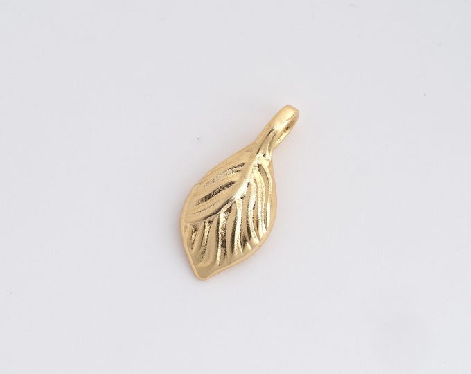 Leaf Pendant, Natural Charm, Gold Leaf Necklace, 18K Gold Filled Leaf Charm, DIY Jewelry Making Accessories 19.8x9x2.2mm