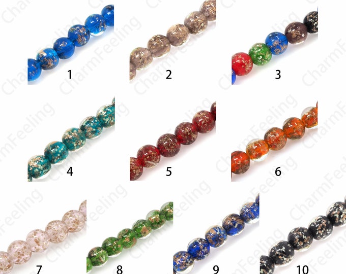 Gold Persian Glass Beads,Murano Spacer Beads,Necklace Beads,Glass Spacer Beads,Glass Jewelry,DIY Beading Supplies,10/12mm