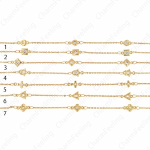 18K Gold Filled Pentagram Chain, Micropavé CZ Fashion Chain,Unfinished Necklace, Heart Chain, Cross Chain,DIY Jewelry Supplies,5x10.8x1.2mm