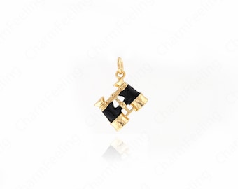 Enamel Telescope Charm,18K Gold Filled Telescope Pendant,DIY Jewelry Making Accessories 15x13x4.6mm