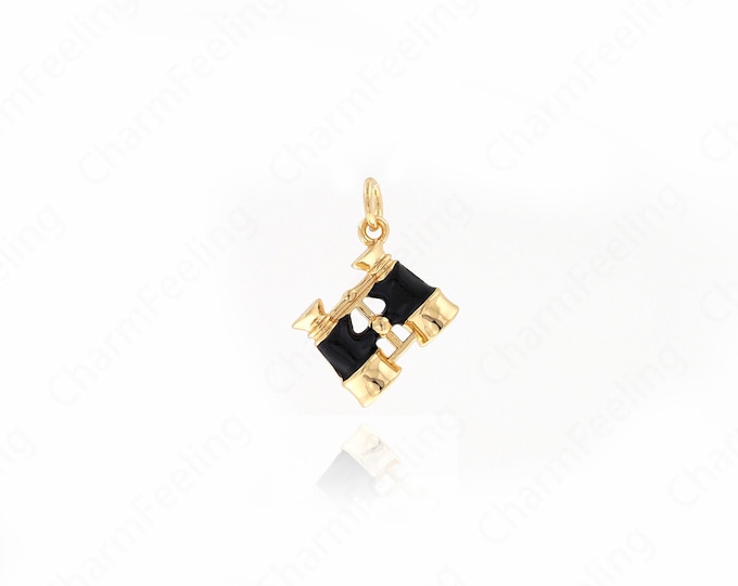 Enamel Telescope Charm,18K Gold Filled Telescope Pendant,DIY Jewelry Making Accessories 15x13x4.6mm