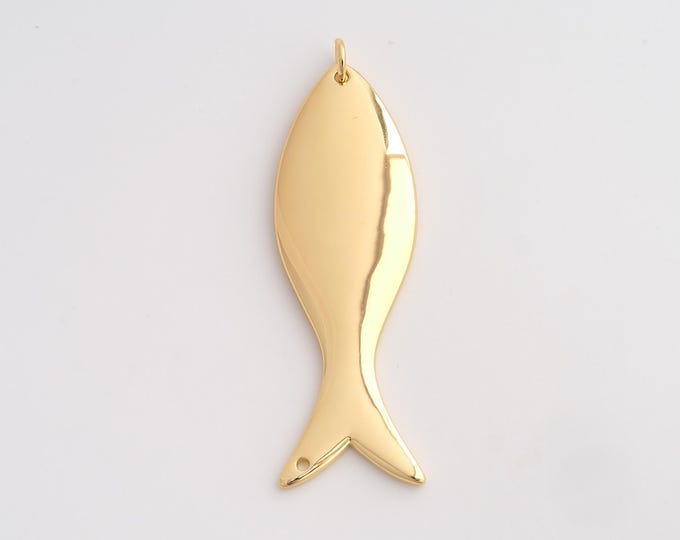Fish Pendant,Marine Life Pendant,18K Gold Filled Fish Charm,DIY Jewelry Accessories,52x16.3x3mm