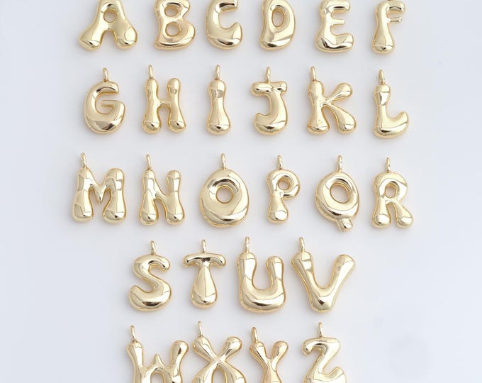 18K Gold Filled Initial Pendant, Letter Pendant, Alphabet Charm, DIY Jewelry Accessories, 21.8x18x5.2mm