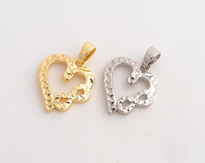Heart Pendant,Infinity Pendant,18K Gold Filled Love Charm,DIY Jewelry Accessories,28x19.7x3.3mm