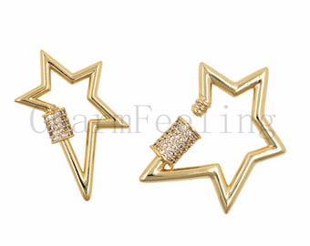 CZ star screw clasp,diamond carabiner,star clasp,carabiner jewelry 1pcs