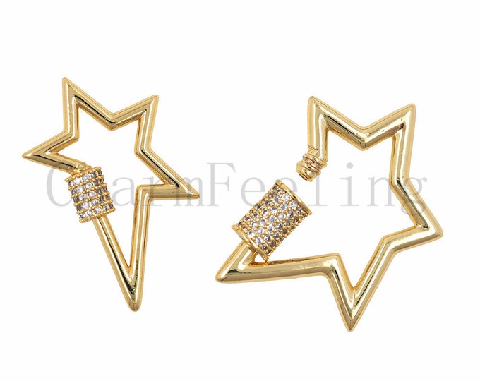 CZ star screw clasp,diamond carabiner,star clasp,carabiner jewelry 1pcs