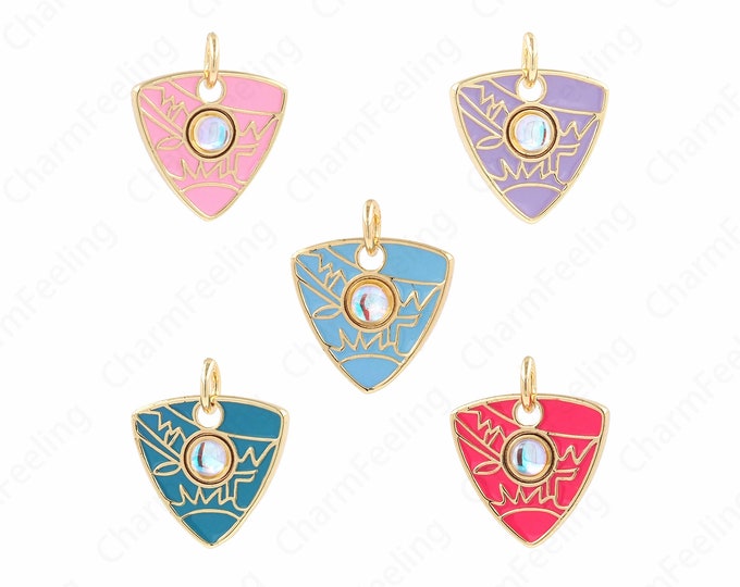 Triangle Pendant,Micropavé CZ Triangle Necklace, Suitable for DIY Jewelry Making Accessories,18K Gold Filled Rectangular Charm,20x14.5x4mm