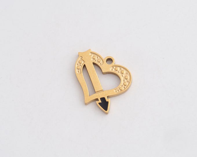 Heart Arrow Charms,Dainty Heart Charm, 18K Gold Filled Arrow Pendant,DIY Jewelry Accessories 13.5x14.7x1.3mm