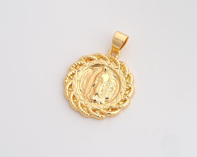 Virgin Mary Pendant,Religious Pendant,18K Gold Filled Catholic Charm,DIY Jewelry Accessories,30x22.3x2.5mm