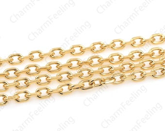 Small Rectangular Chain, Welded Chain, Semi-Finished Chain, Brass Chain, DIY Jewelry Necklace Bracelet Making Chain 1 meter