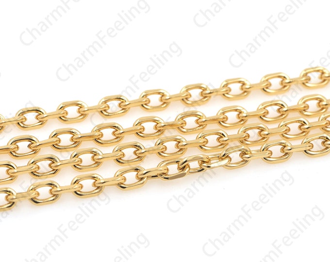 Small Rectangular Chain, Welded Chain, Semi-Finished Chain, Brass Chain, DIY Jewelry Necklace Bracelet Making Chain 1 meter