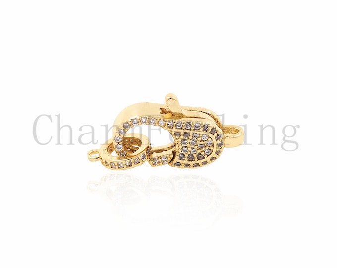 CZ brass lobster clasp,wholesale bulk lobster clasp,DIY Jewelry Making Supply 11*24.5*6mm 1pcs