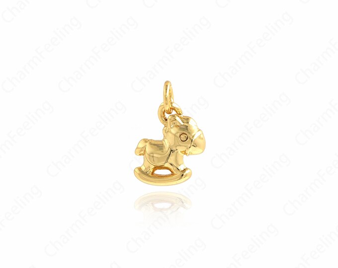 Trojan Horse Charm, 18K Gold Filled Toy Charm, Trojan Horse Pendant, DIY Jewelry Supplies, 12.7x8.8x3.4mm