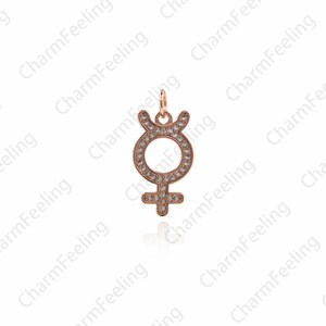 May include: A rose gold charm pendant featuring a female symbol with a circle and cross design. The charm is adorned with clear sparkling rhinestones.