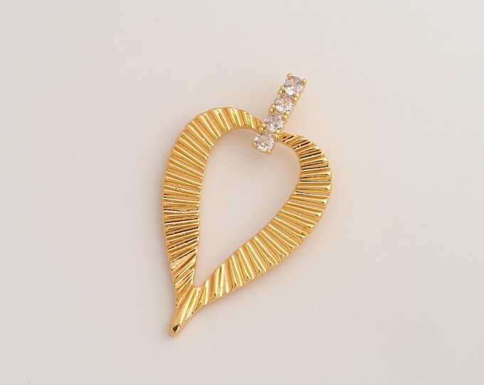 CZ Heart Pendant,Love Pendant,18K Gold Filled Heart Charm,DIY Jewelry Accessories,50.3x29x2.4mm