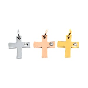 christian pendant,gold plated cross,cubic zirconia cross,plain cross 15*11*1.5mm 1pcs
