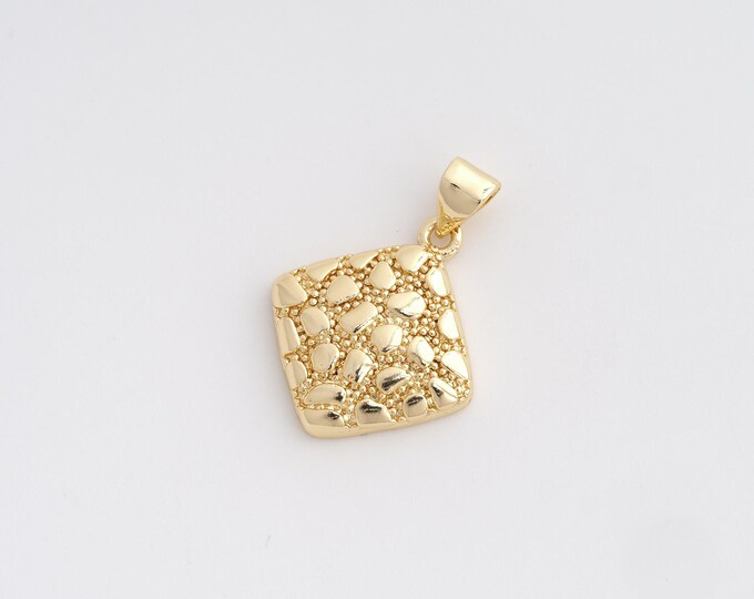 Square Pendant,Square Pendant,18K Gold Filled Square Charm,DIY Jewelry Accessories,24.6x18x3.4mm