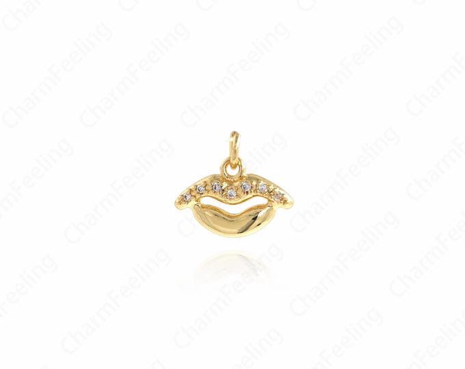 Gold Mouth Pendants, Personalized Necklaces, 18K Gold Filled Lip Charm Necklaces, DIY Jewelry Making Accessories 11.2x12.7x2.3mm