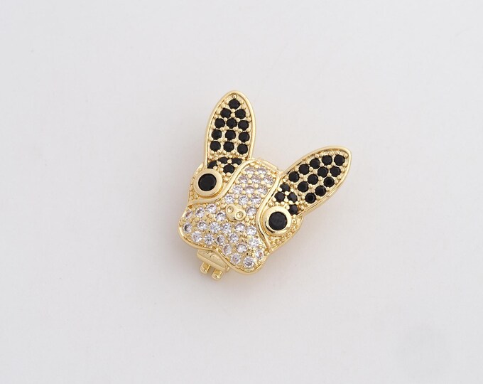 CZ Dog Clasp, Animal Clasp, 18K Gold Filled Dog Clasp, DIY Jewelry Making Supplies, 22.2x18.8x7.6mm