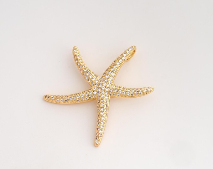 CZ Starfish Pendant,Starfish Pendant,18K Gold Filled Starfish Charm,DIY Jewelry Accessories,42x38.4x4mm