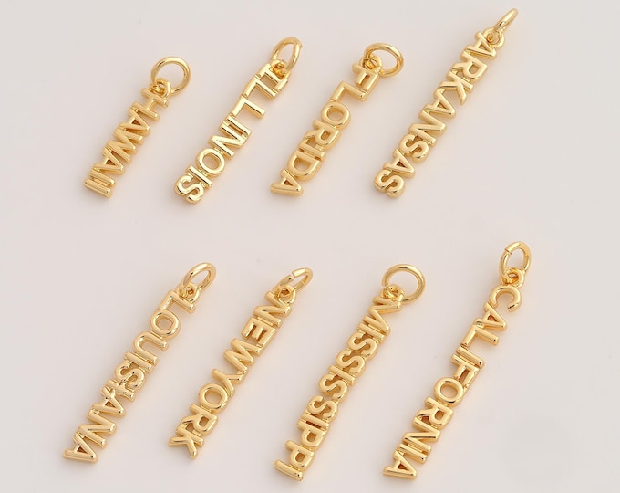 Regional Pendant,Letter Pendant,18K Gold Filled Regional Charm,DIY Jewelry Accessories,27.6x3.7x1.7mm
