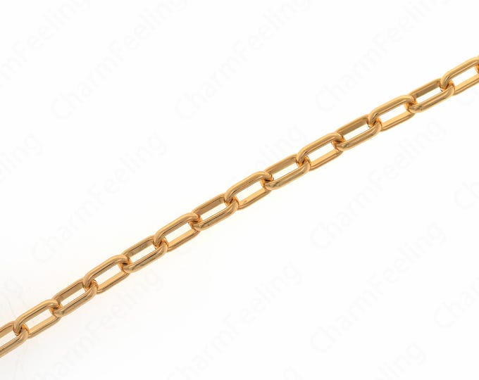 1 meter 18K Gold Filled Jumbo Link Paper Clip Chain，Paperclip Chain Necklace，DIY Jewelry Jewelry Making Semi-Finished Chain,9x4.7x1.6mm