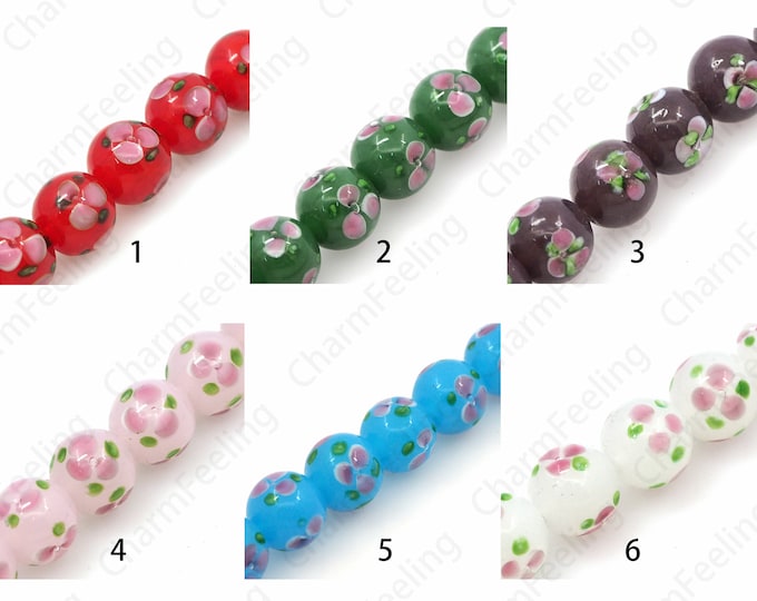 Round Spacer Beads,Thousand Flower Beads Beaded Jewelry, Murano Ball Beads, Glass Beads, Ball Spacer Beads, DIY Jewelry Supplies,10\12mm
