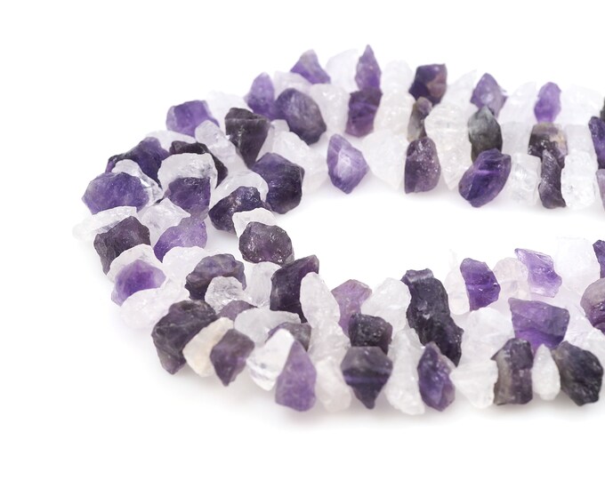 Unfinished Purple And White Gemstone Beads,Two-Color Primeval Natural Stone,Unfinished Natural Stone,Gem Chain,7-10x10-15mm