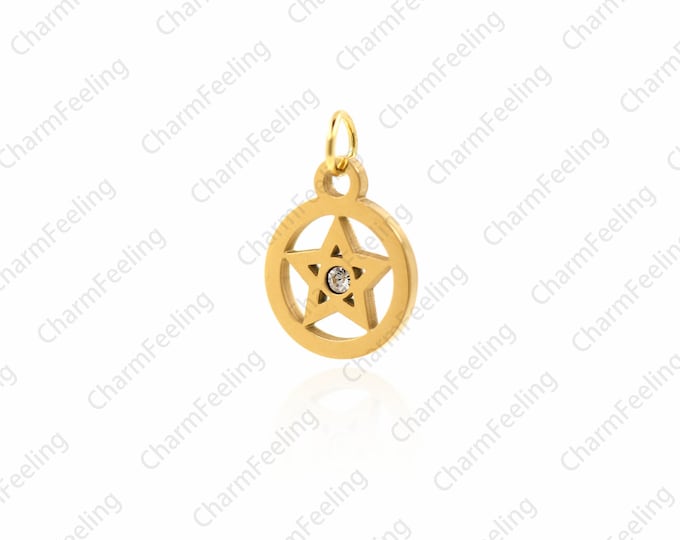 Stainless steel star,simple star necklace,Star pendant 17.8x12x1.3mm  1pcs